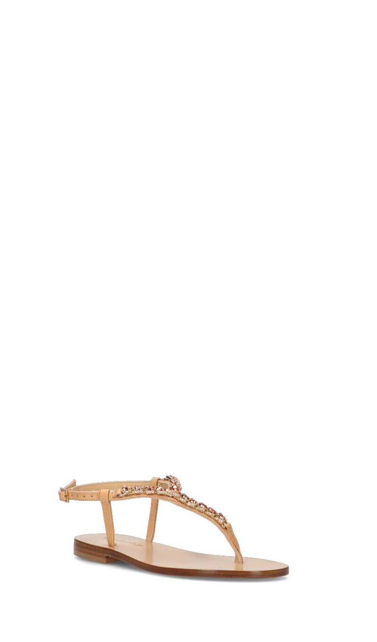 POSITANO Sandalo donna beige in pelle
