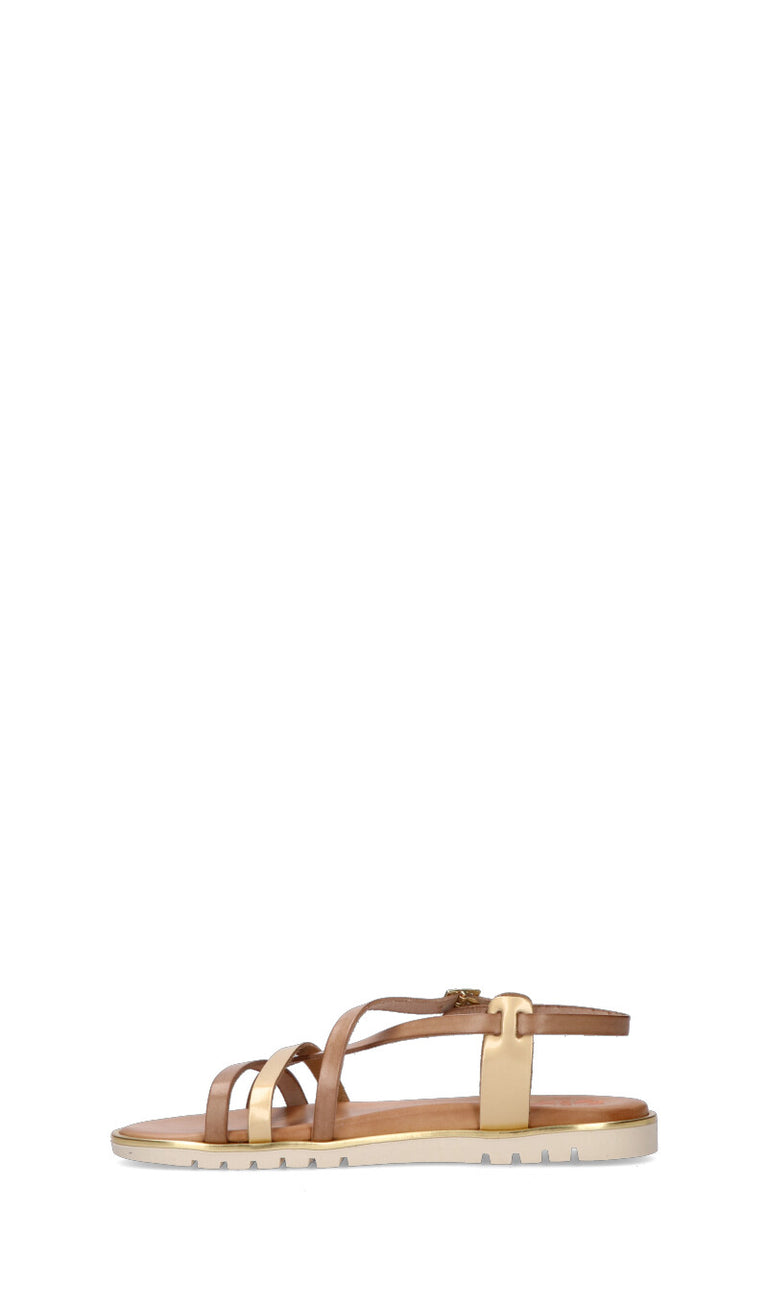 PORRONET Sandalo donna marrone/giallo in pelle