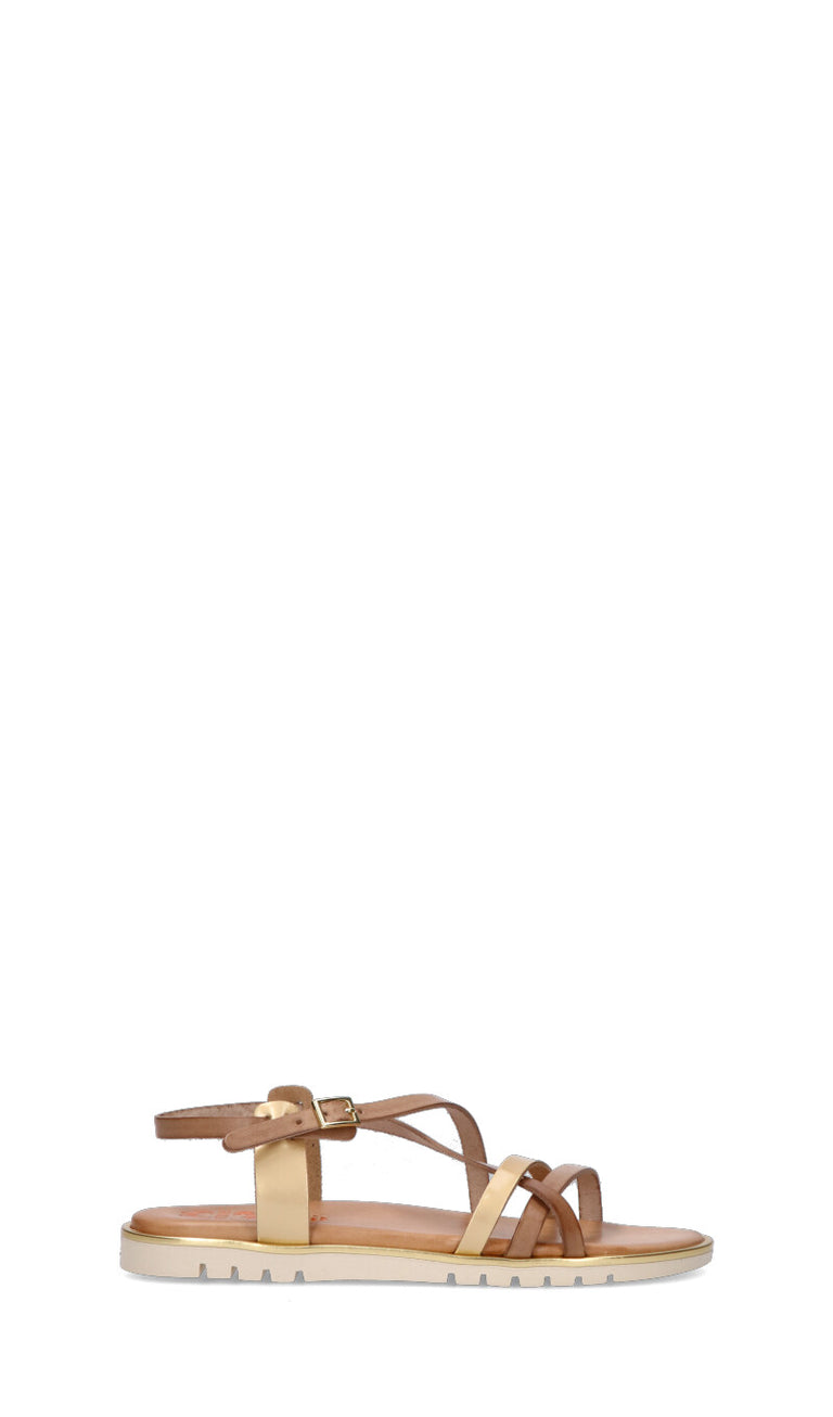 PORRONET Sandalo donna marrone/giallo in pelle