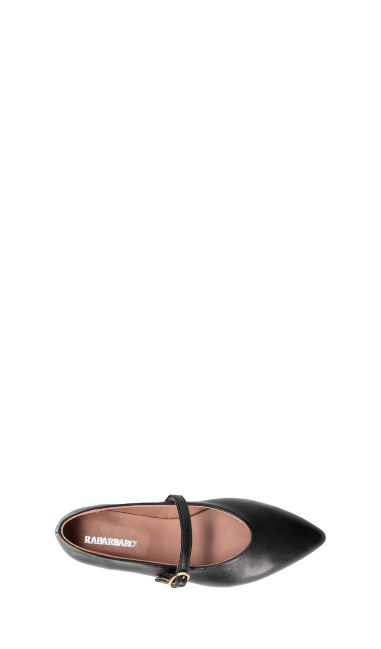 RABARBARO Ballerina donna nera in pelle