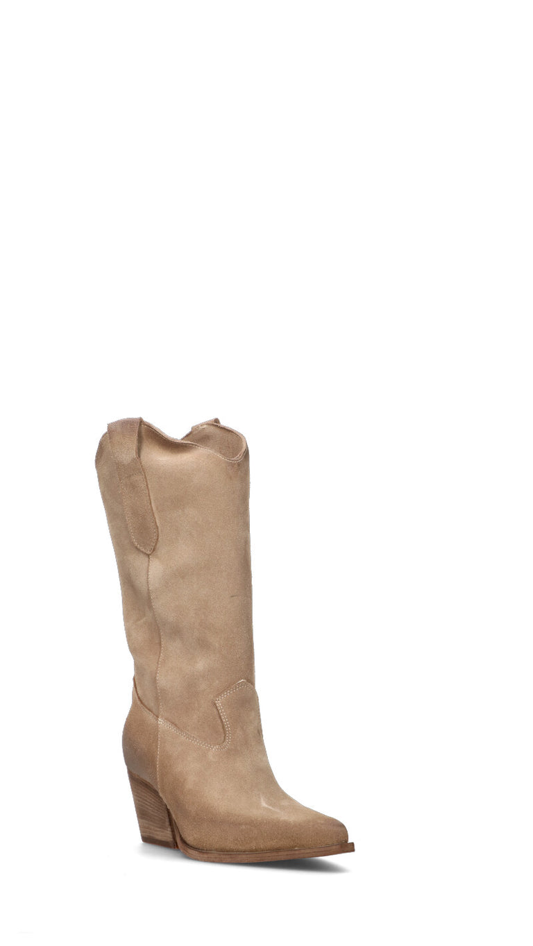 RABARBARO Stivale texano donna taupe in suede