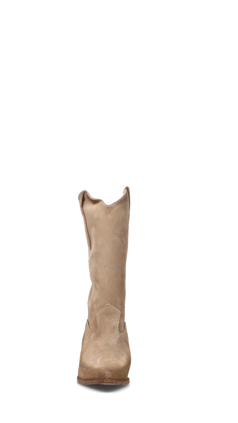 RABARBARO Stivale texano donna taupe in suede