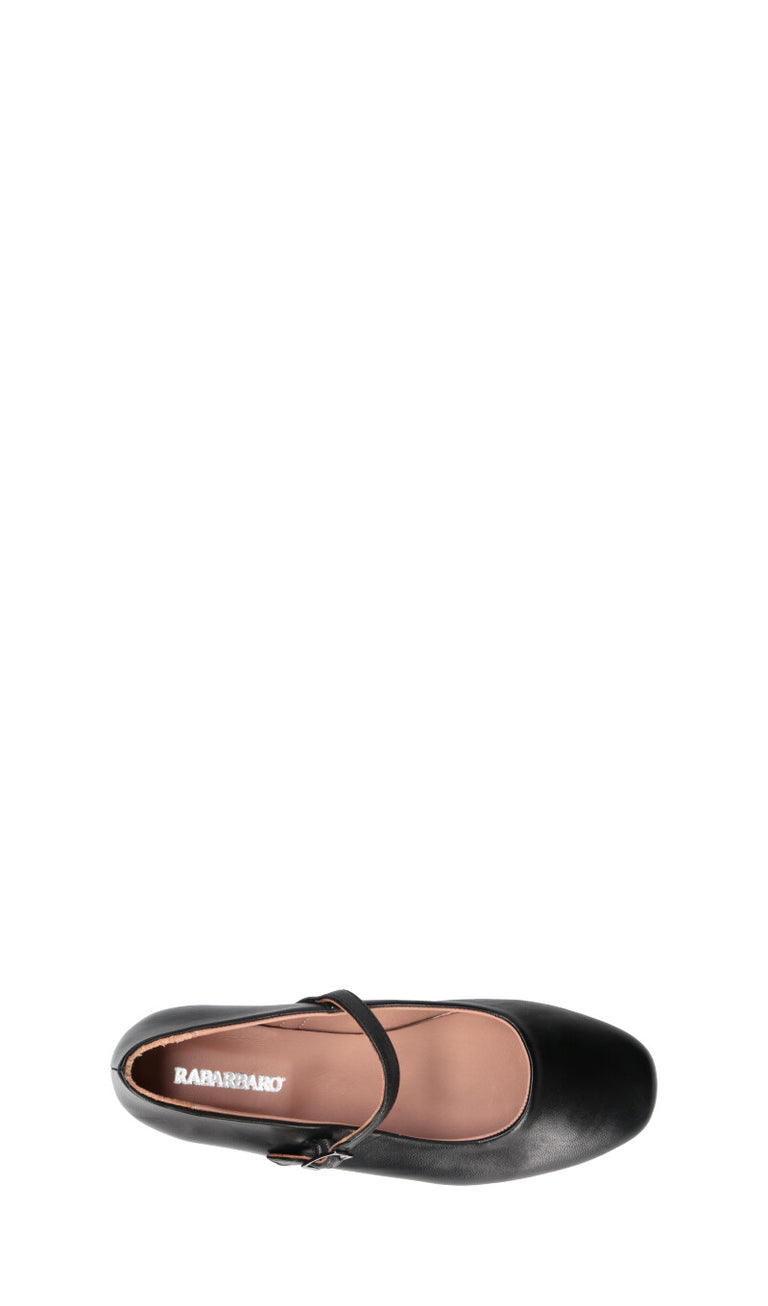 RABARBARO Ballerina donna nera in pelle