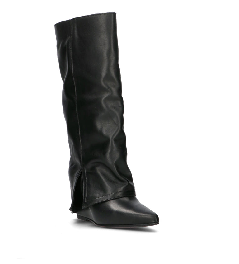 RABARBARO Stivale donna nero in pelle