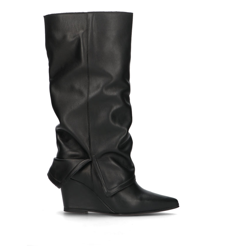 RABARBARO Stivale donna nero in pelle