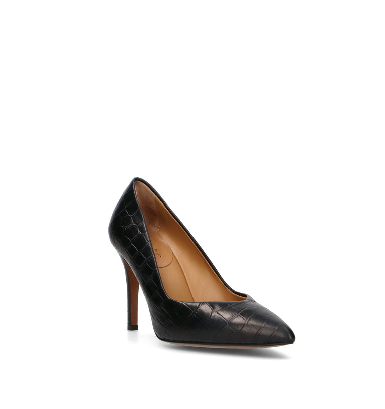 REBECCA VAN DIK Décolleté donna nero in pelle