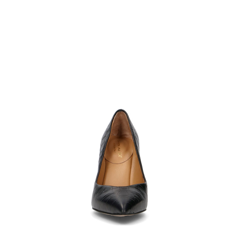 REBECCA VAN DIK Décolleté donna nero in pelle