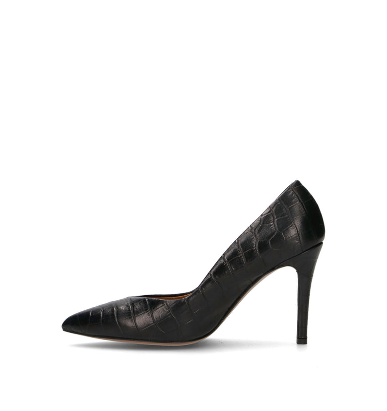 REBECCA VAN DIK Décolleté donna nero in pelle