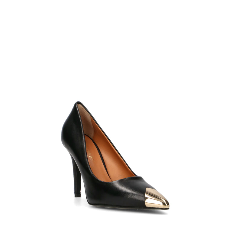 REBECCA VAN DIK Décolleté donna nero in pelle