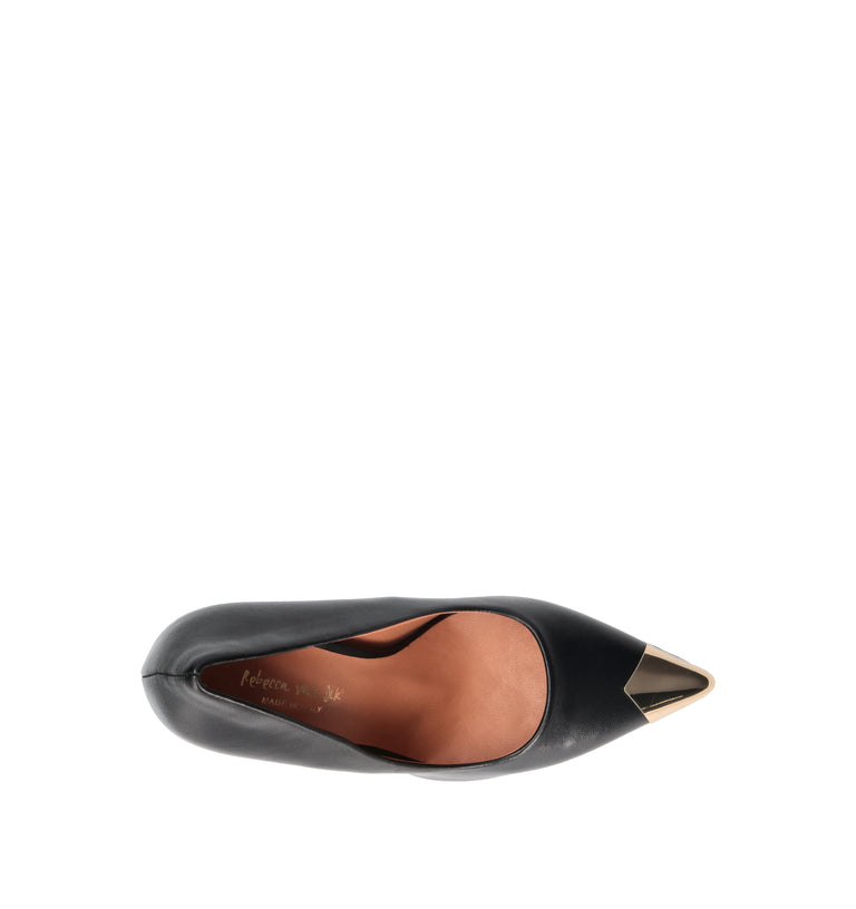 REBECCA VAN DIK Décolleté donna nero in pelle