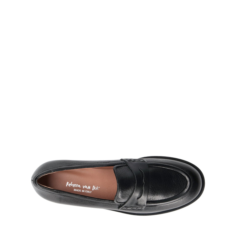 REBECCA VAN DIK Mocassino donna nero in pelle
