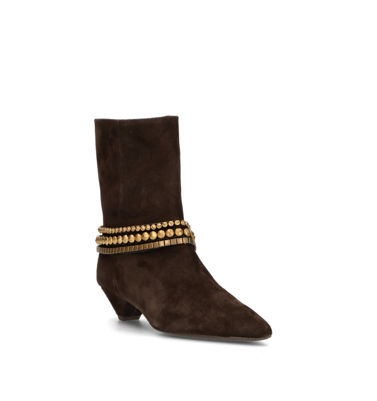 REBECCA VAN DIK Tronchetto donna testa di moro in suede