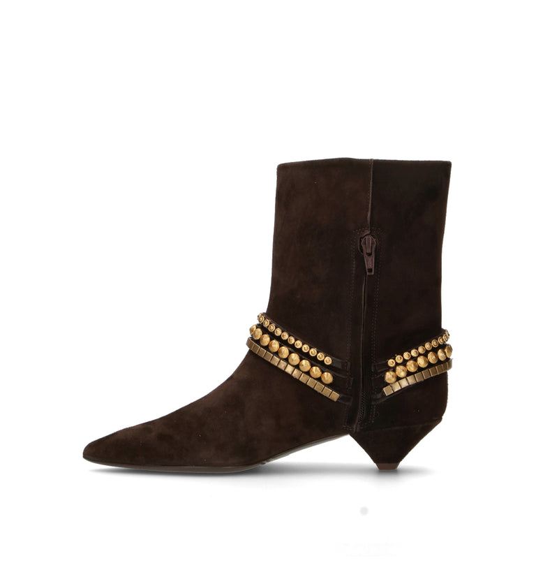 REBECCA VAN DIK Tronchetto donna testa di moro in suede