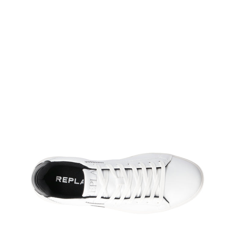 REPLAY Sneaker uomo bianca/nera in pelle