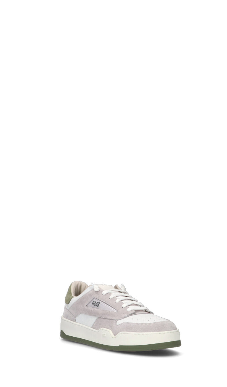 P448 Sneaker uomo bianca/verde in pelle