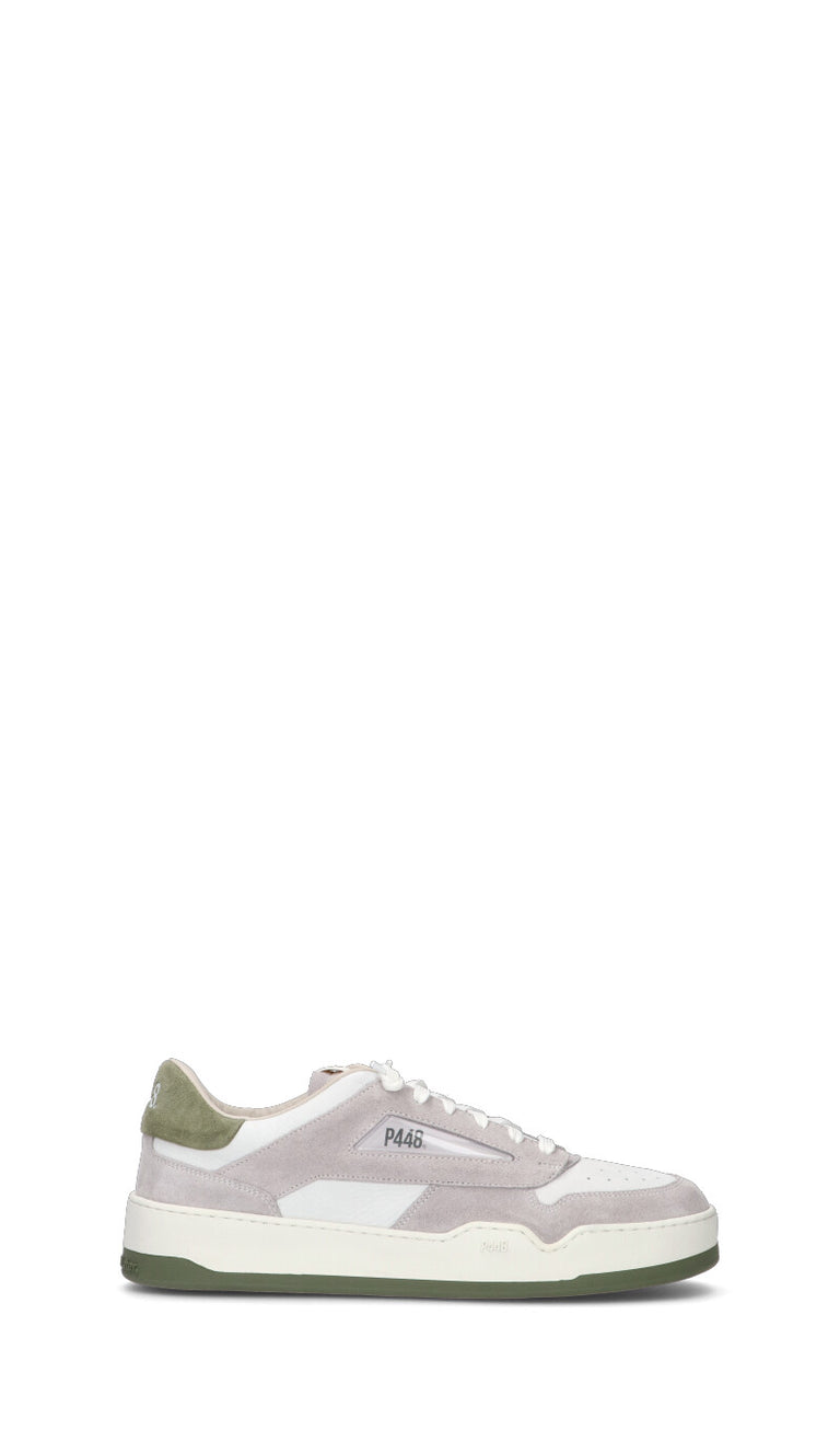 P448 Sneaker uomo bianca/verde in pelle