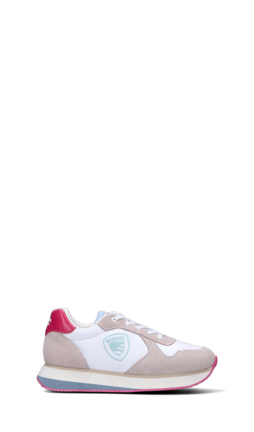 BLAUER Sneaker ragazzo/a bianca/rosa in pelle
