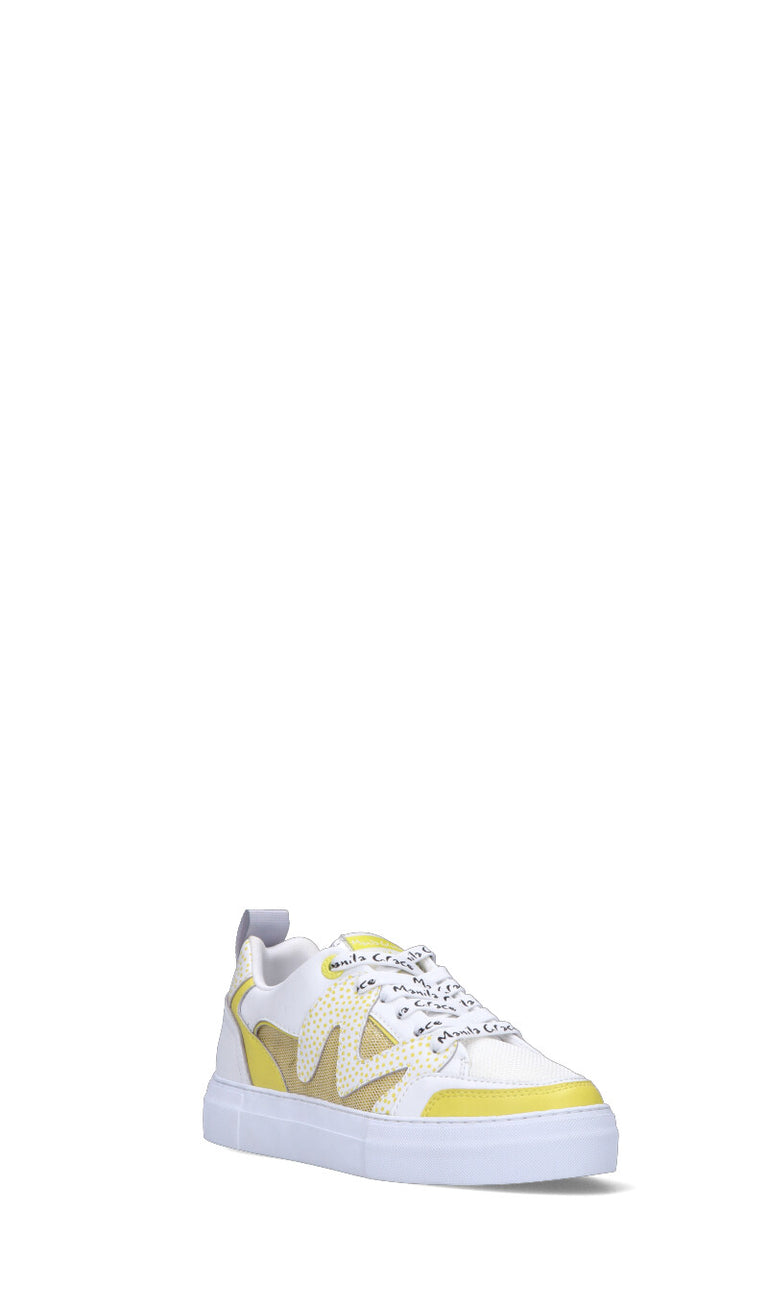 MANILA GRACE Sneaker donna bianca/gialla in pelle