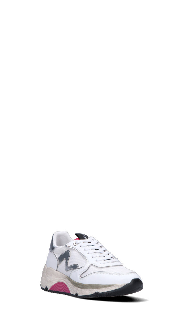 MANILA GRACE Sneaker donna bianca/argento/rosa in pelle