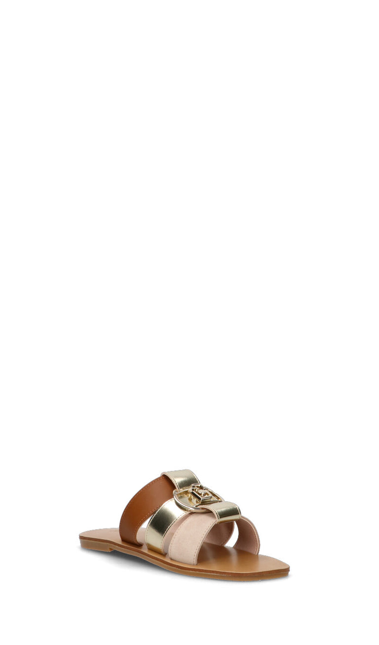 LIU JO Ciabatta donna marrone/oro/beige in pelle