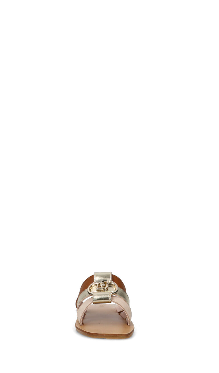 LIU JO Ciabatta donna marrone/oro/beige in pelle