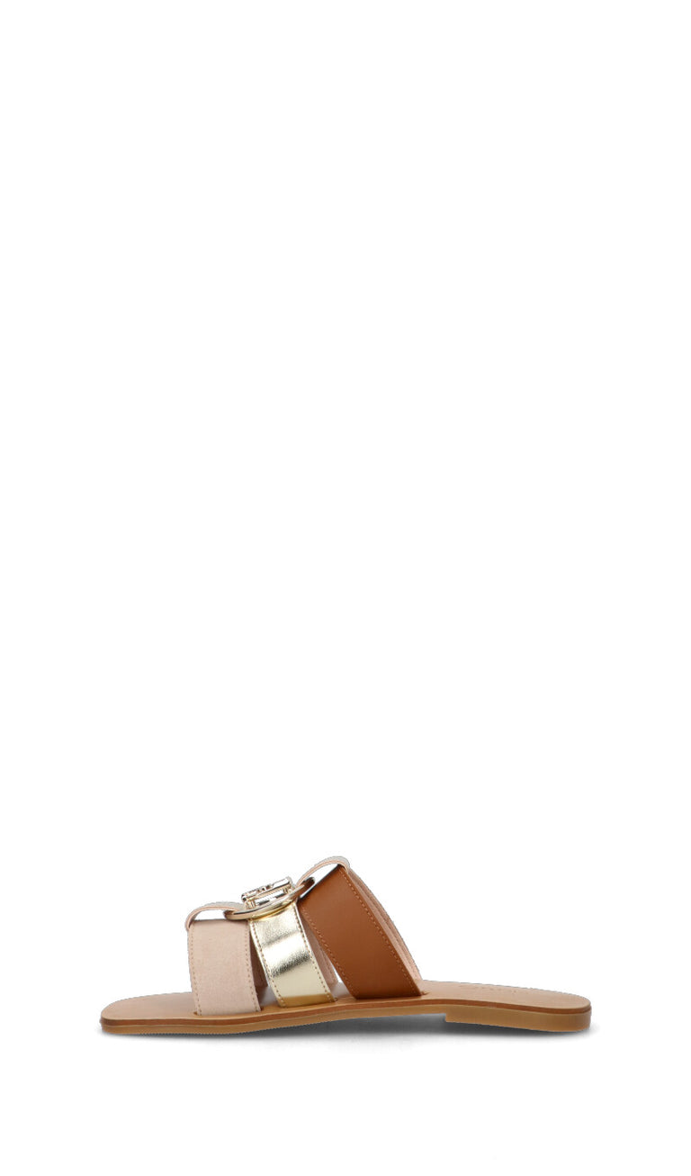 LIU JO Ciabatta donna marrone/oro/beige in pelle