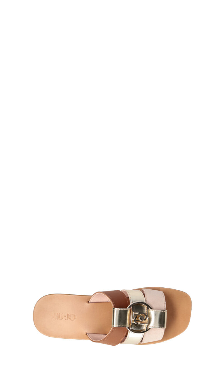 LIU JO Ciabatta donna marrone/oro/beige in pelle