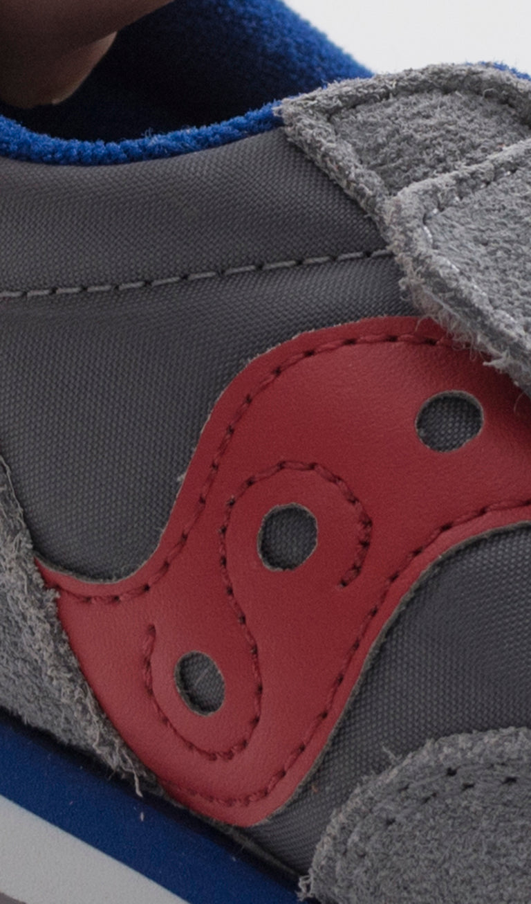 SAUCONY Sneaker bimbo grigia/rossa in suede e tessuto