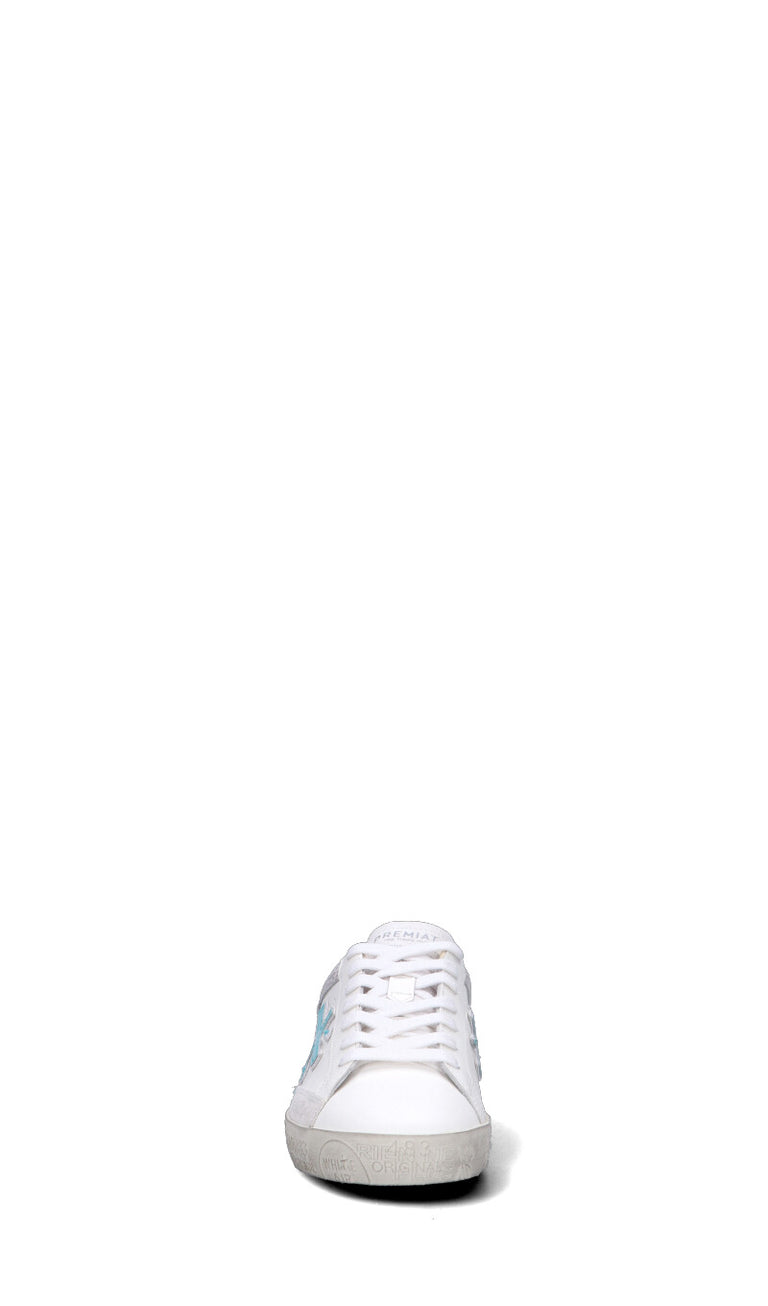 PREMIATA Sneaker donna bianca/azzurra/gialla in pelle