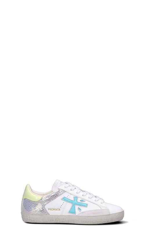 PREMIATA Sneaker donna bianca/azzurra/gialla in pelle