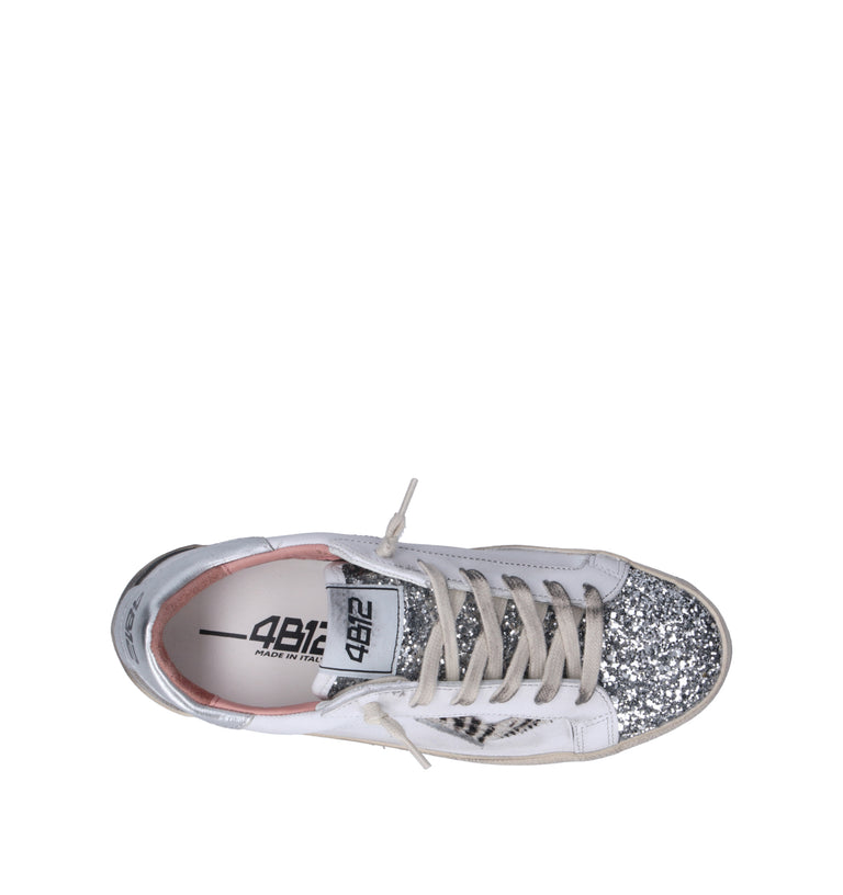 QUATTROBARRADODICI Sneaker donna bianca/argento