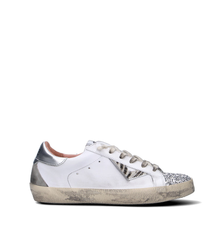 QUATTROBARRADODICI Sneaker donna bianca/argento