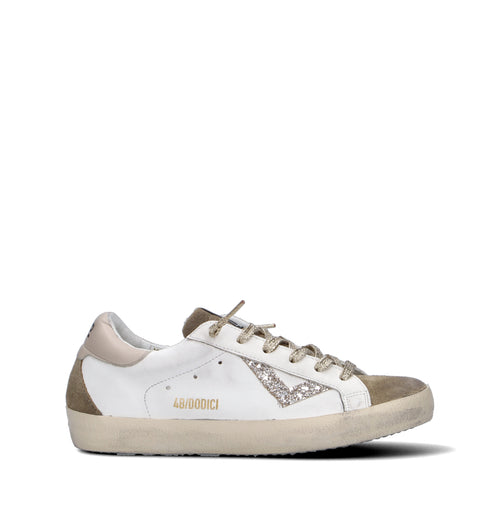 QUATTROBARRADODICI Sneaker donna bianca in pelle