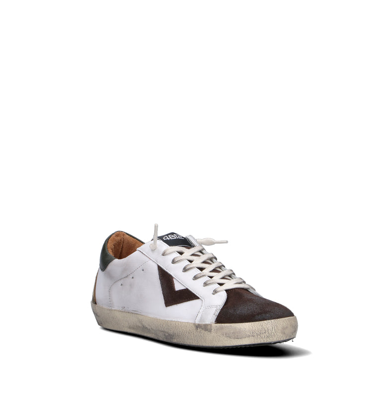 QUATTROBARRADODICI Sneaker uomo bianca in pelle