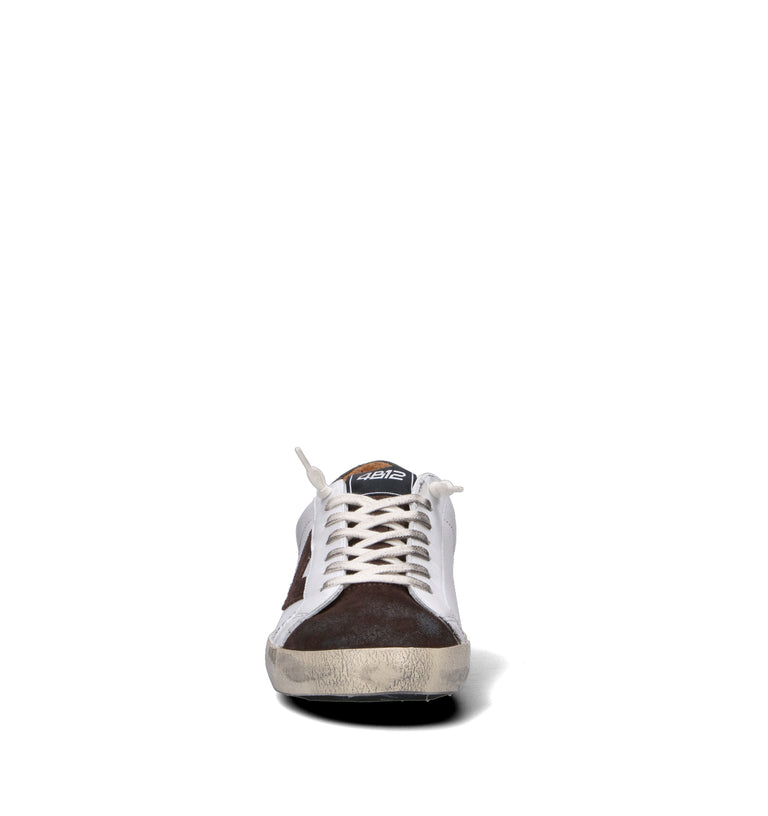 QUATTROBARRADODICI Sneaker uomo bianca in pelle