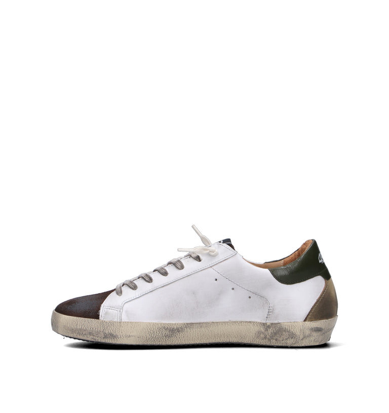 QUATTROBARRADODICI Sneaker uomo bianca in pelle