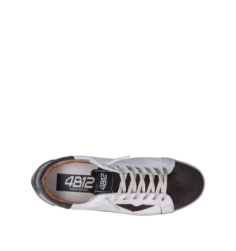 QUATTROBARRADODICI Sneaker uomo bianca in pelle