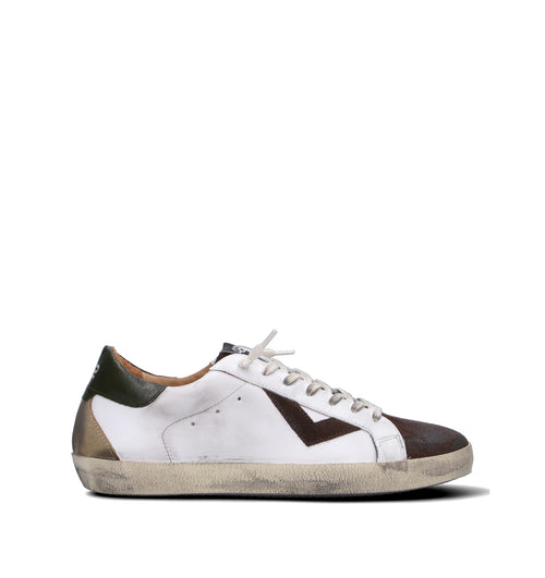 QUATTROBARRADODICI Sneaker uomo bianca in pelle