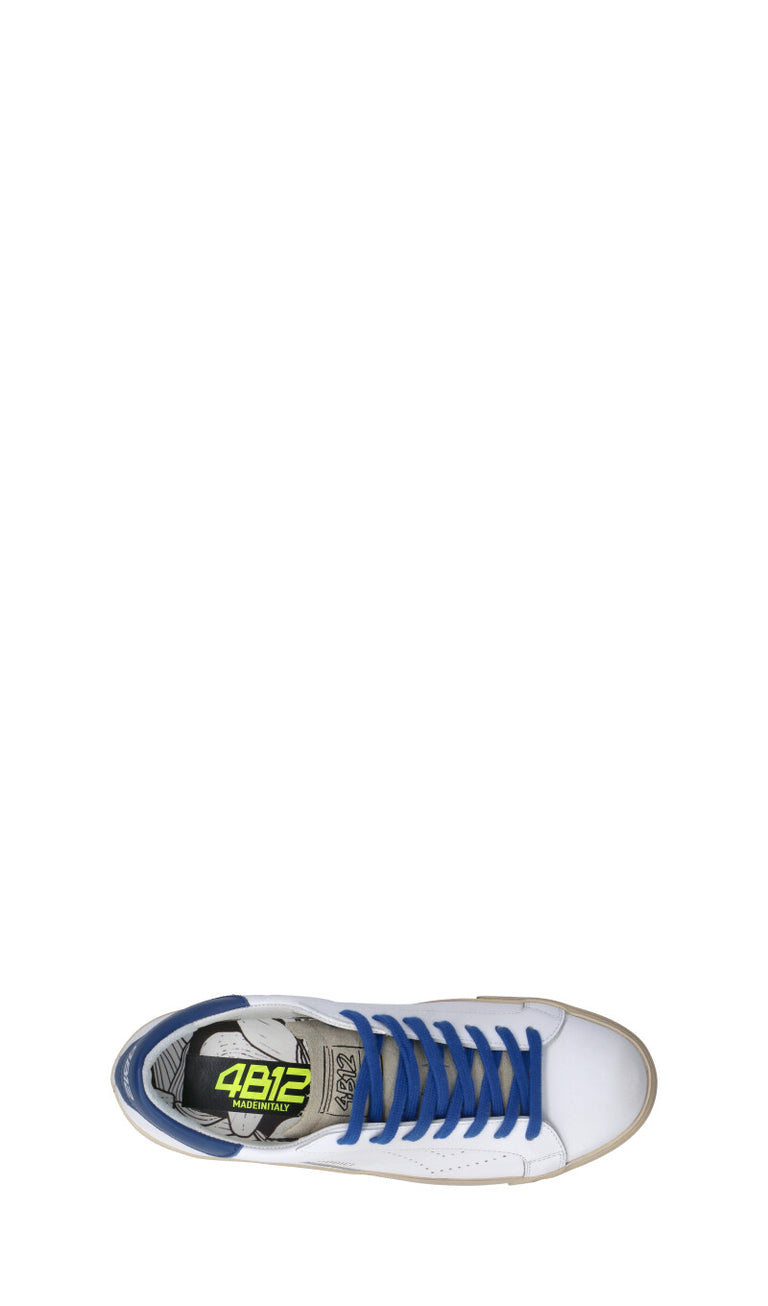 QUATTROBARRADODICI Sneaker uomo bianca/blu in pelle
