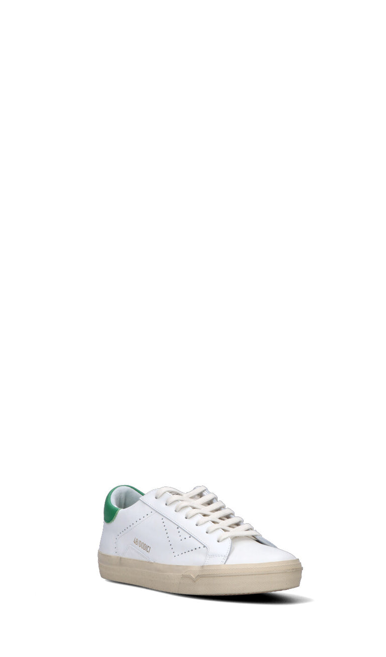 QUATTROBARRADODICI Sneaker uomo bianca/verde in pelle