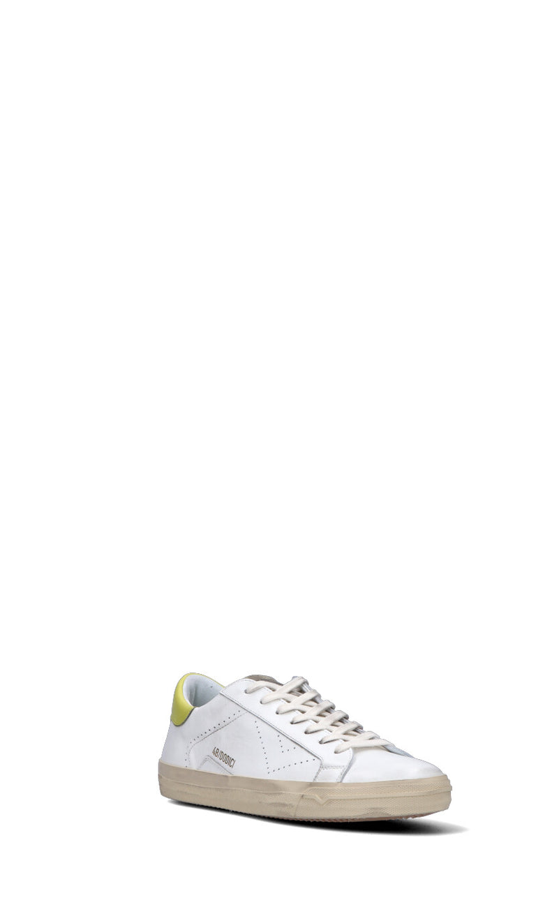 QUATTROBARRADODICI Sneaker uomo bianca/gialla in pelle