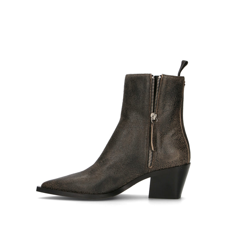 HALMANERA Tronchetto donna taupe in pelle