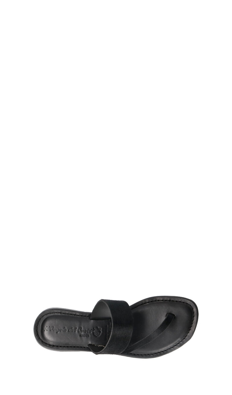 L'ANGOLO DEL CUOIO Ciabatta donna nera in pelle