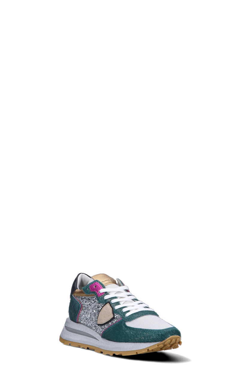 PHILIPPE MODEL Sneaker donna verde/argento in pelle