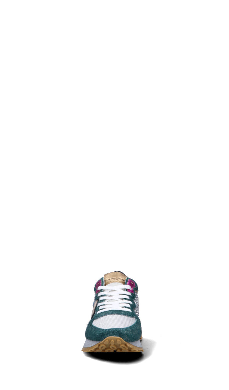 PHILIPPE MODEL Sneaker donna verde/argento in pelle