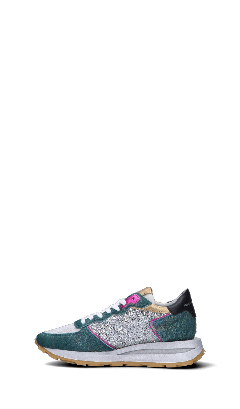 PHILIPPE MODEL Sneaker donna verde/argento in pelle