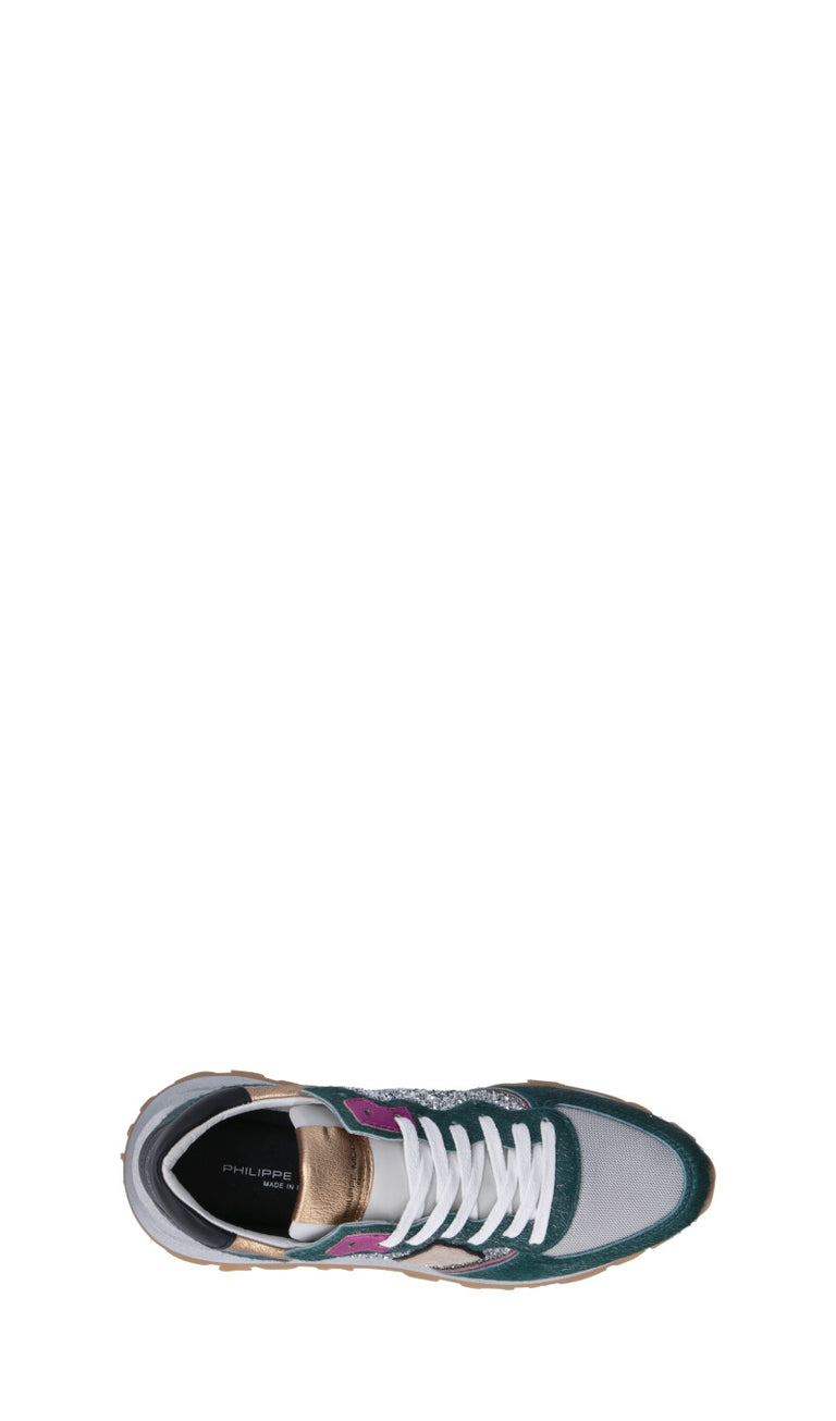 PHILIPPE MODEL Sneaker donna verde/argento in pelle