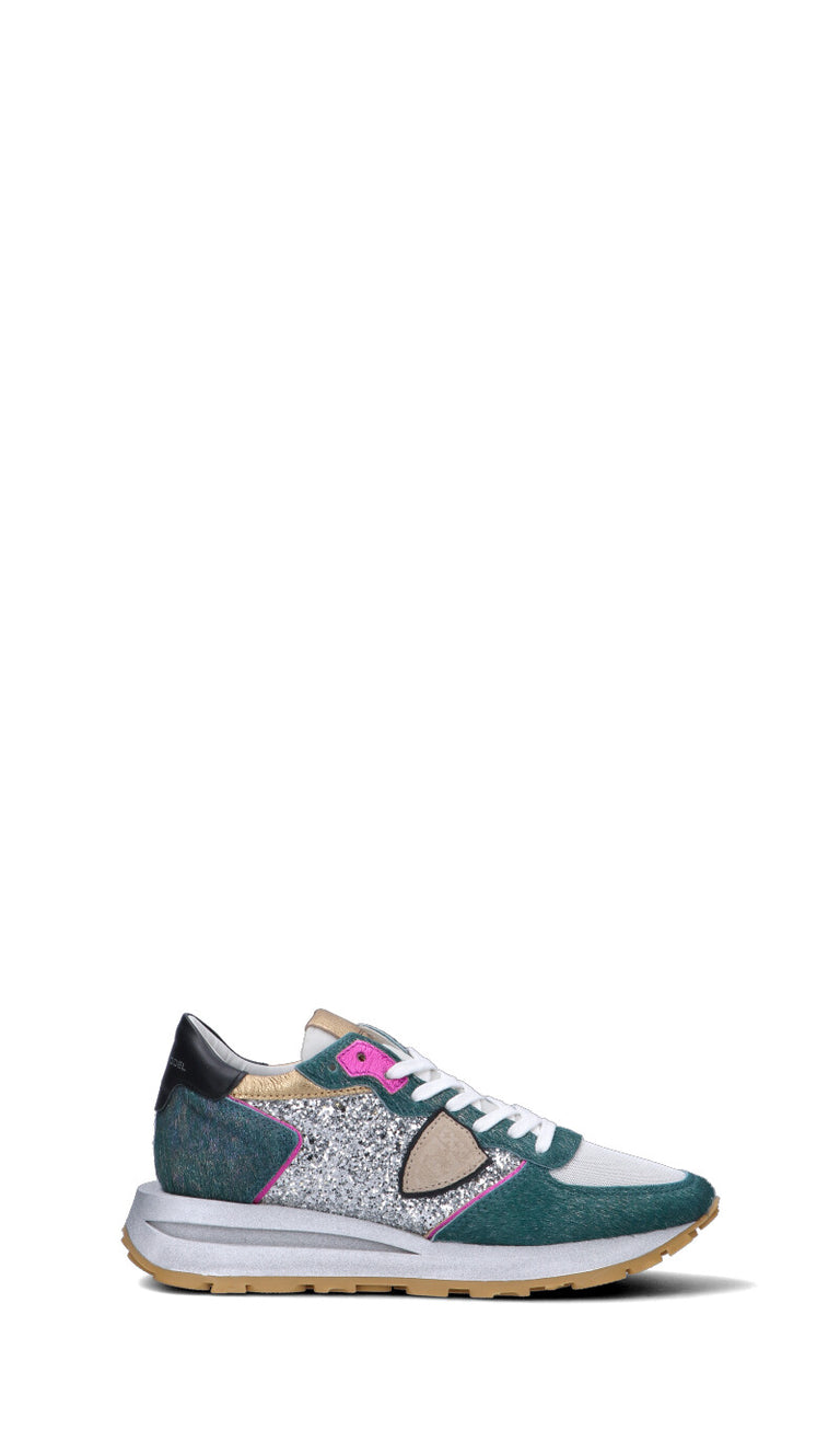 PHILIPPE MODEL Sneaker donna verde/argento in pelle