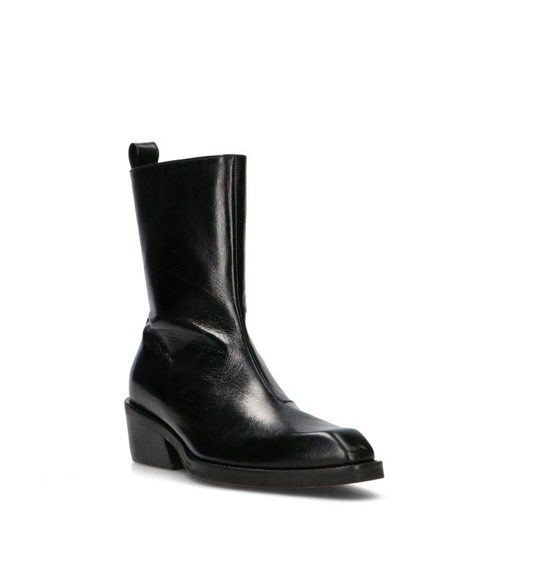 POEVE Tronchetto donna nero in pelle
