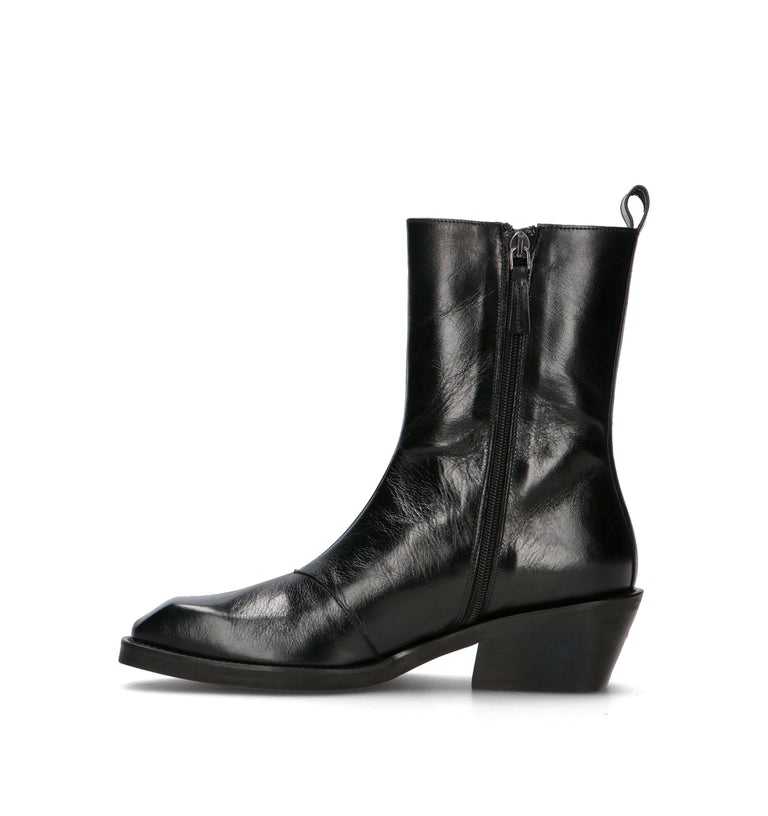 POEVE Tronchetto donna nero in pelle